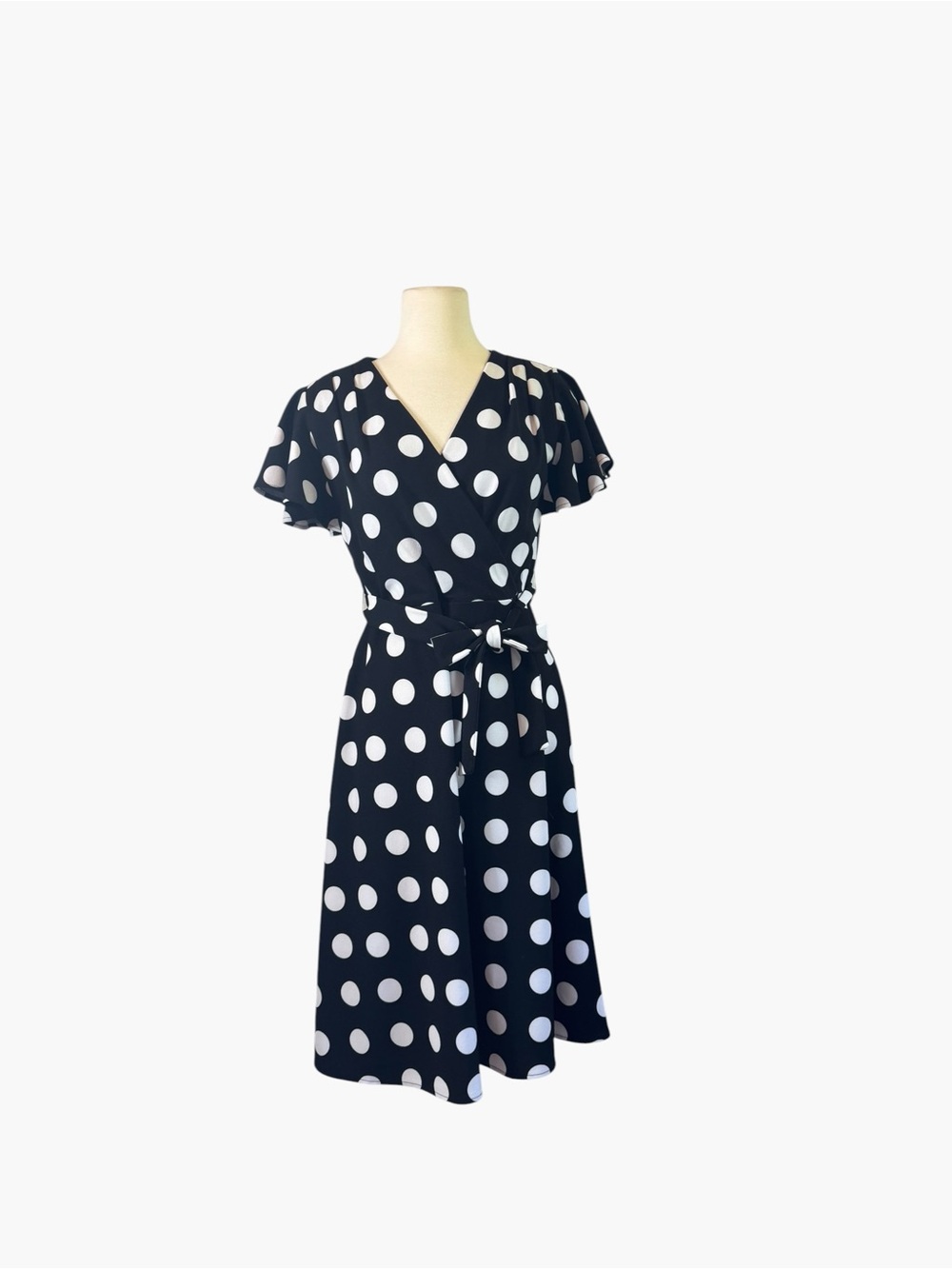Shelby & Palmer Classic navy & White Polka Dot Wrap Dress